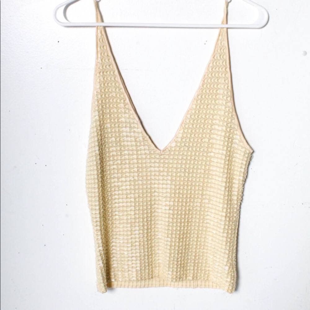 Caché gold sequined top